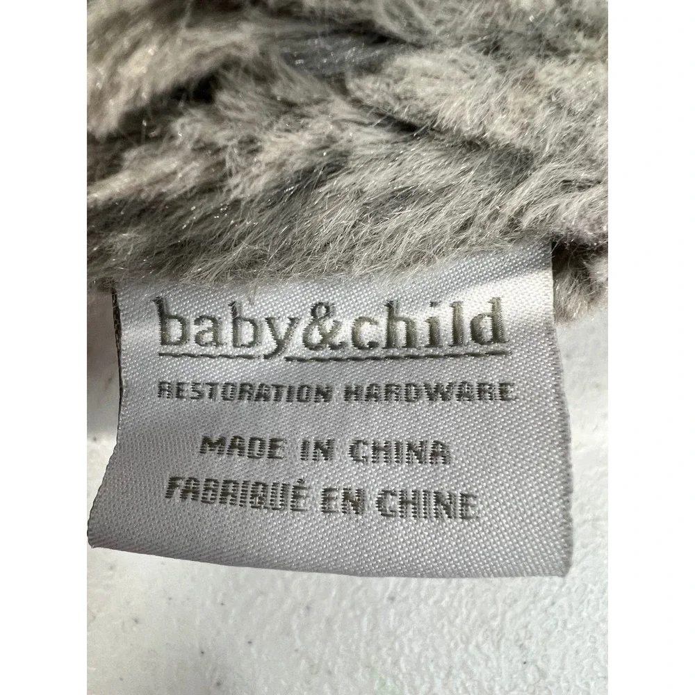 RH Baby & Child Luxe Elephant Security Blanket Grey Striped Knit Faux Fur Lovey